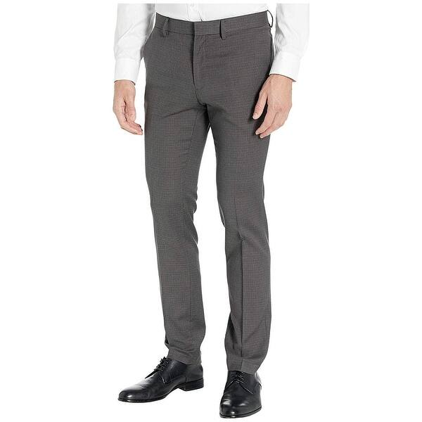 Kenneth Cole Reaction Men's Stretch Micro Check Houndstooth Skinny Fit Flat  Front Dress Pants Gray Size 34X32 - Bed Bath & Beyond - 40588853