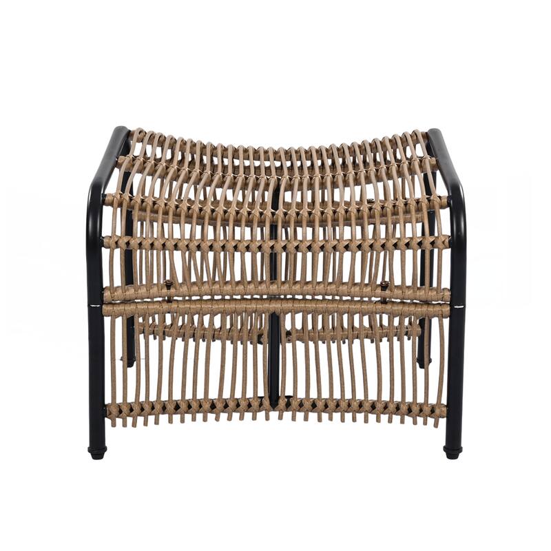 3 Pieces Wicker Outdoor Patio Furniture Set with Lounge Chair