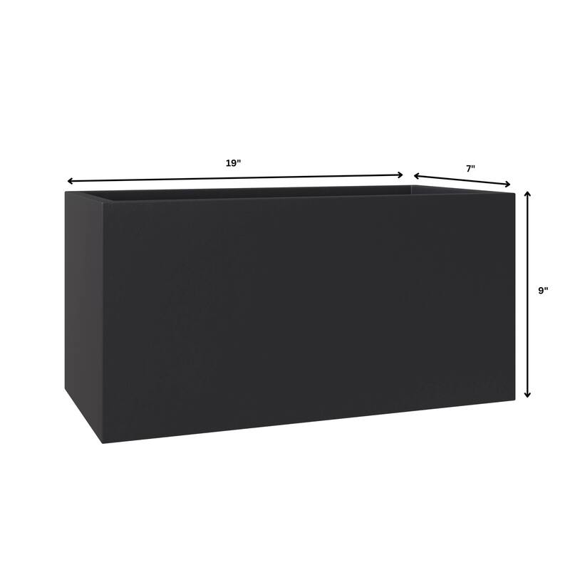 Bloom Rectangular Planter in Fiberstone and MgO Clay for Indoor Outdoor - 9 Inches - Black