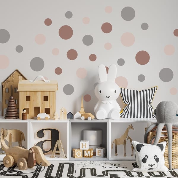 slide 2 of 7, Large Polka Dots Boho Natural Wall Stickers Home Decals Nursery Decors - Brown