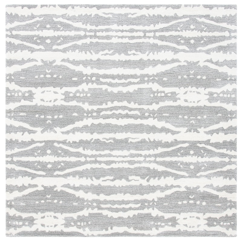 SAFAVIEH Handmade Soho Magan Wool/ Viscose Rug - 6' Square - Grey/Ivory