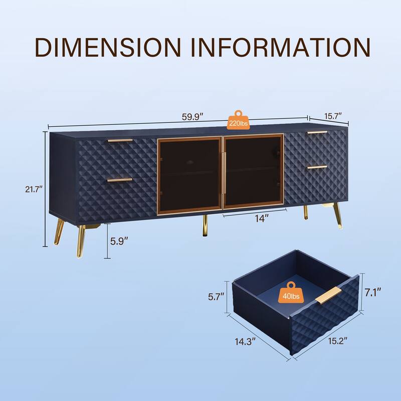 Modern Fashion Geometric Style TV Stand with Adjustable Metal Feet