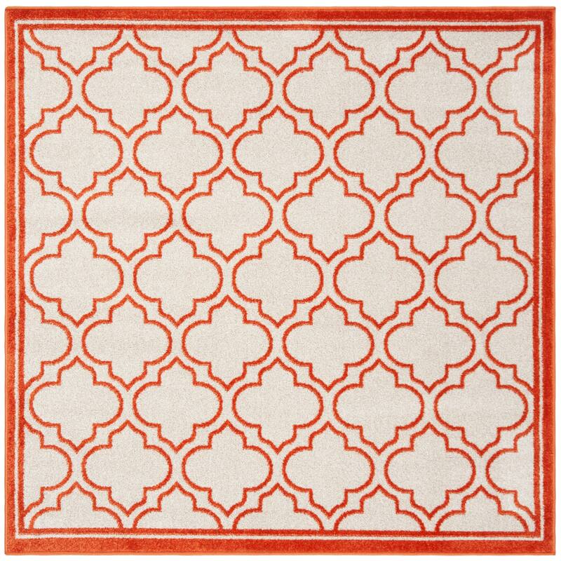 SAFAVIEH, Amherst Doraline Modern Rug - 5' Square - Ivory/Orange