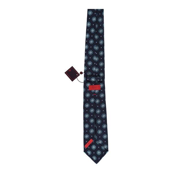 Shop Isaia Napoli Men S Navy Blue 100 Silk Medallion Print 7 Fold