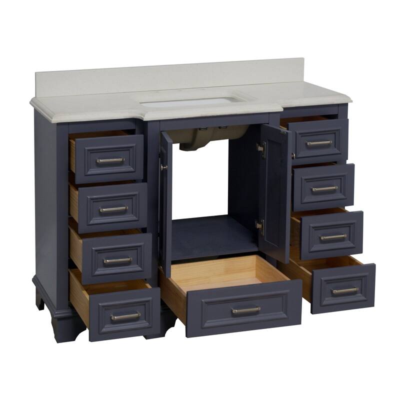 KitchenBathCollection Nantucket 48" Bathroom Vanity with Quartz Top