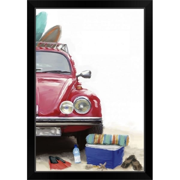 P.S. Art Studios Economy Framed Print with Standard Black Frame entitled Car on Beach