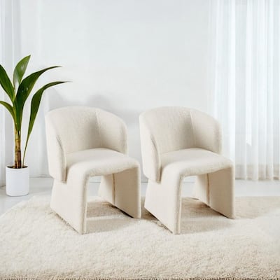 Modern Dining Chair Accent Chair White Single Sofa Chair,Upholstered Side Chair Teddy Comfy Chair for Dining Room/Bedroo