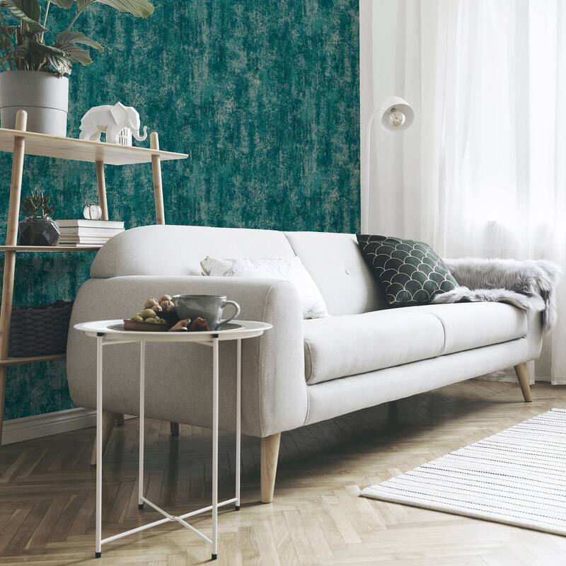 Arthouse Velour Teal Distressed Wallpaper