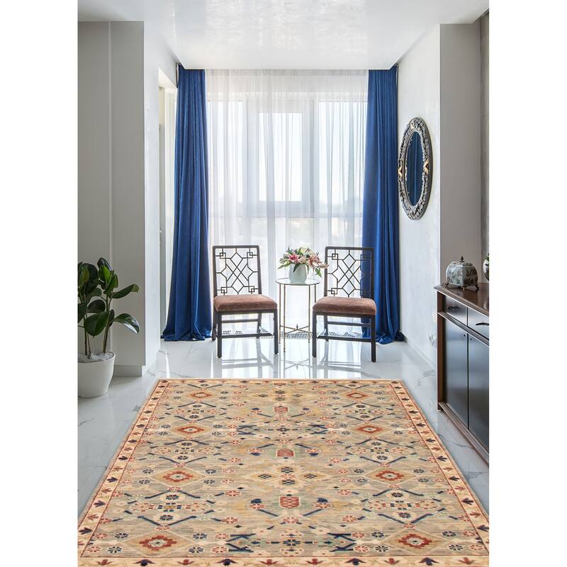 ECARPETGALLERY Hand-knotted Jules Serapi Grey Wool Rug - 6'1 x 8'7