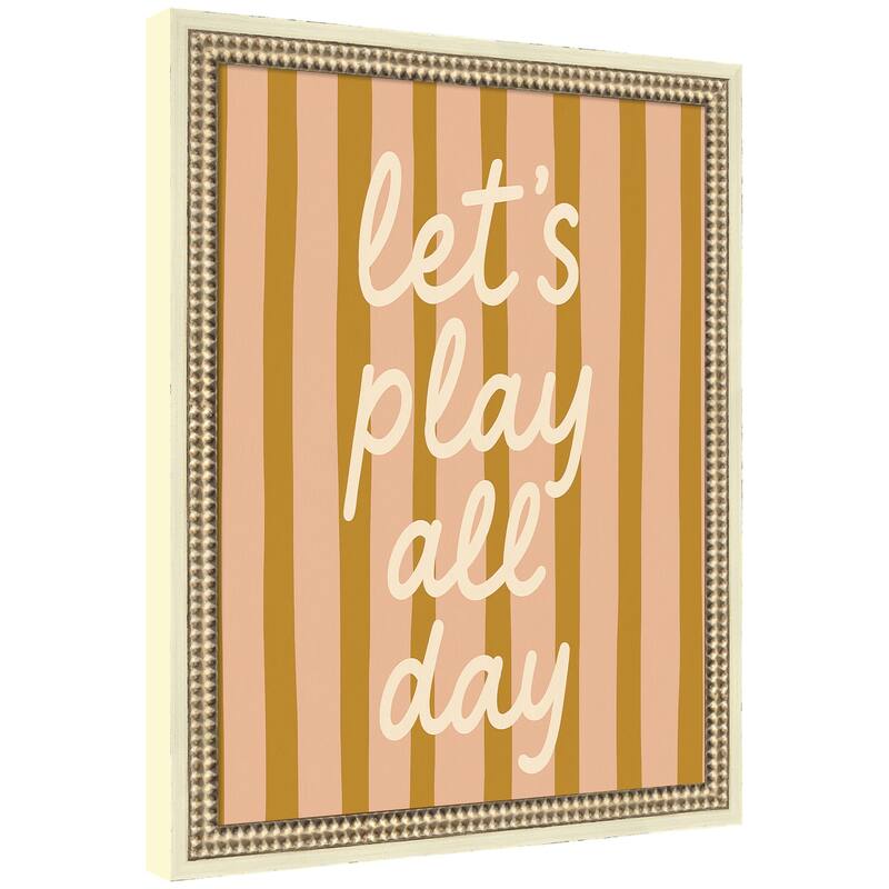 Kate and Laurel Lets Play All Day by Laura Moss Framed Mounted Canvas Wall Art Print
