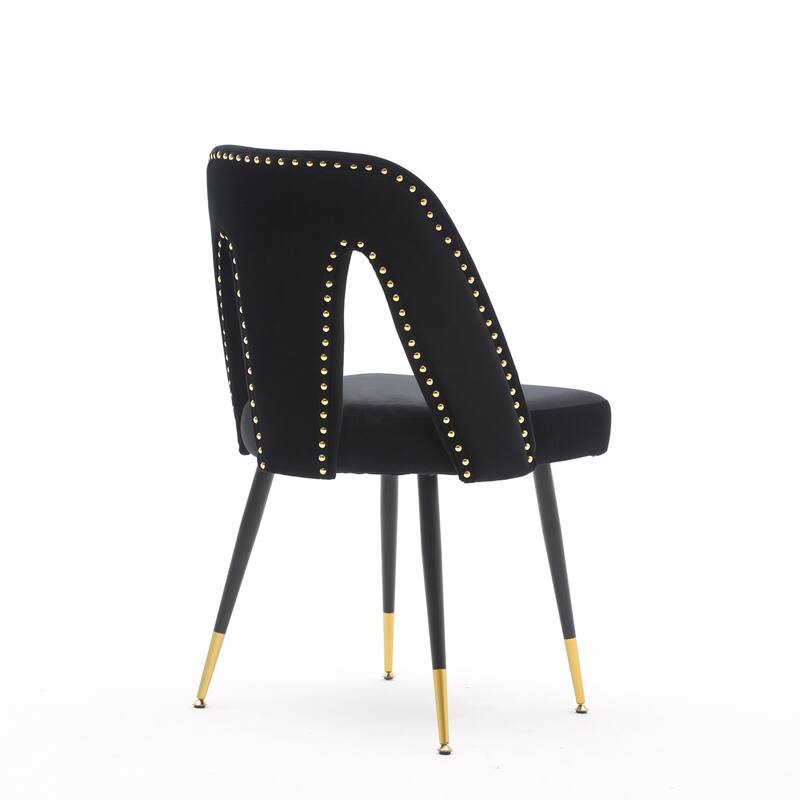 Velvet Upholstered Dining Chair with Nailheads