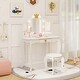 preview thumbnail 8 of 7, White Vanity Set with Tri-fold Lighted Mirror Detachable Top and Stool for Kids - 23.5" x 16" x 42"