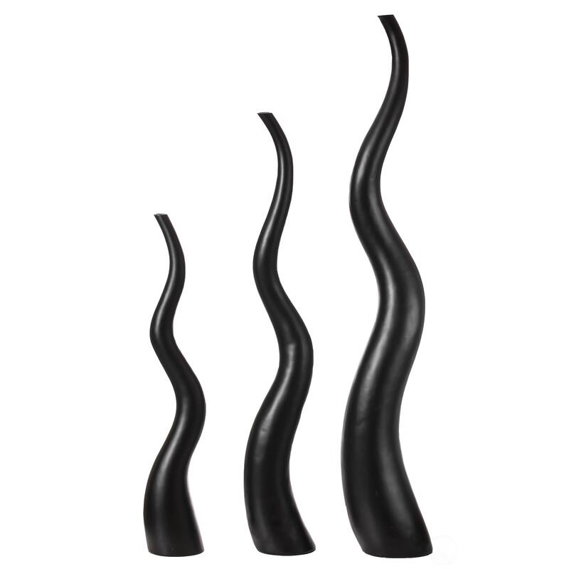 Tall Ceramic White Animal Horn Floor Vase Elegant for Entryway Dining Living Room Decor Statement Piece with Distinctive Antler - Set of 3