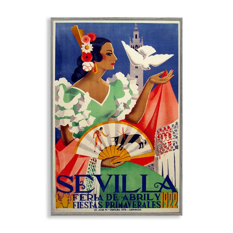 Stupell Seville Vintage Culture Framed Giclee Art Design By Marcus Jules - 16 x 24 - Grey