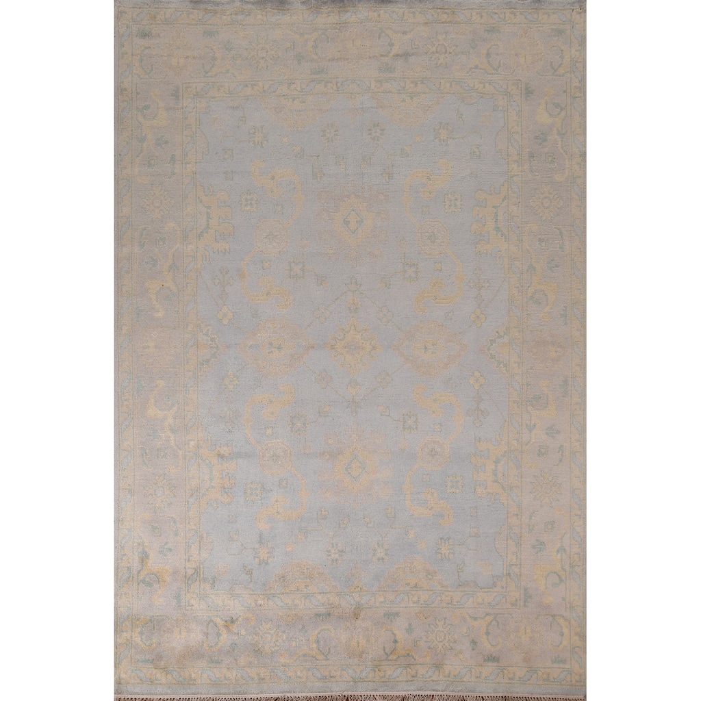 All-Over Oushak Area Rug Hand-Knotted Wool Carpet - 8'2"x 9'9"