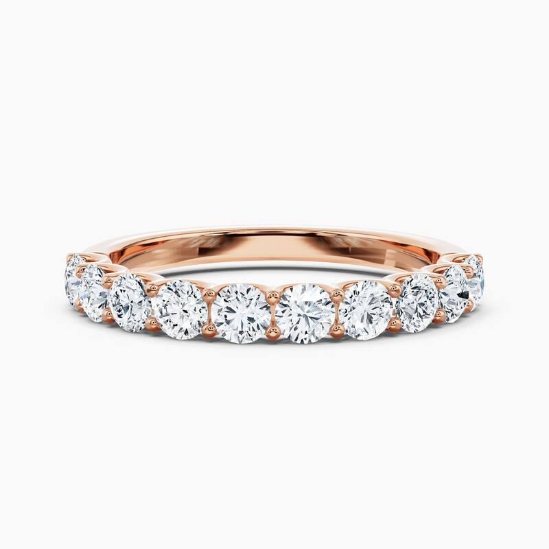Auriya 14k Gold Round Lab Grown Diamond Half Eternity Band 1.00 - 4.50 ct. tw. (F-G, VS) - 1.00 ct. wt. - 4 - Rose
