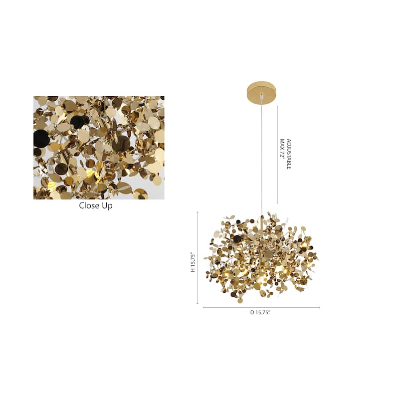 3-Light Gold Stainless Steel Pendant