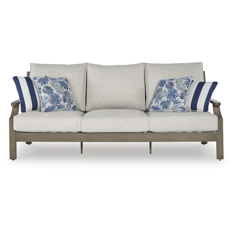 Signature Design by Ashley Rainier Ranch Brown/Beige Outdoor Sofa with Cushion - 89.25" W x 36.25" D x 42" H