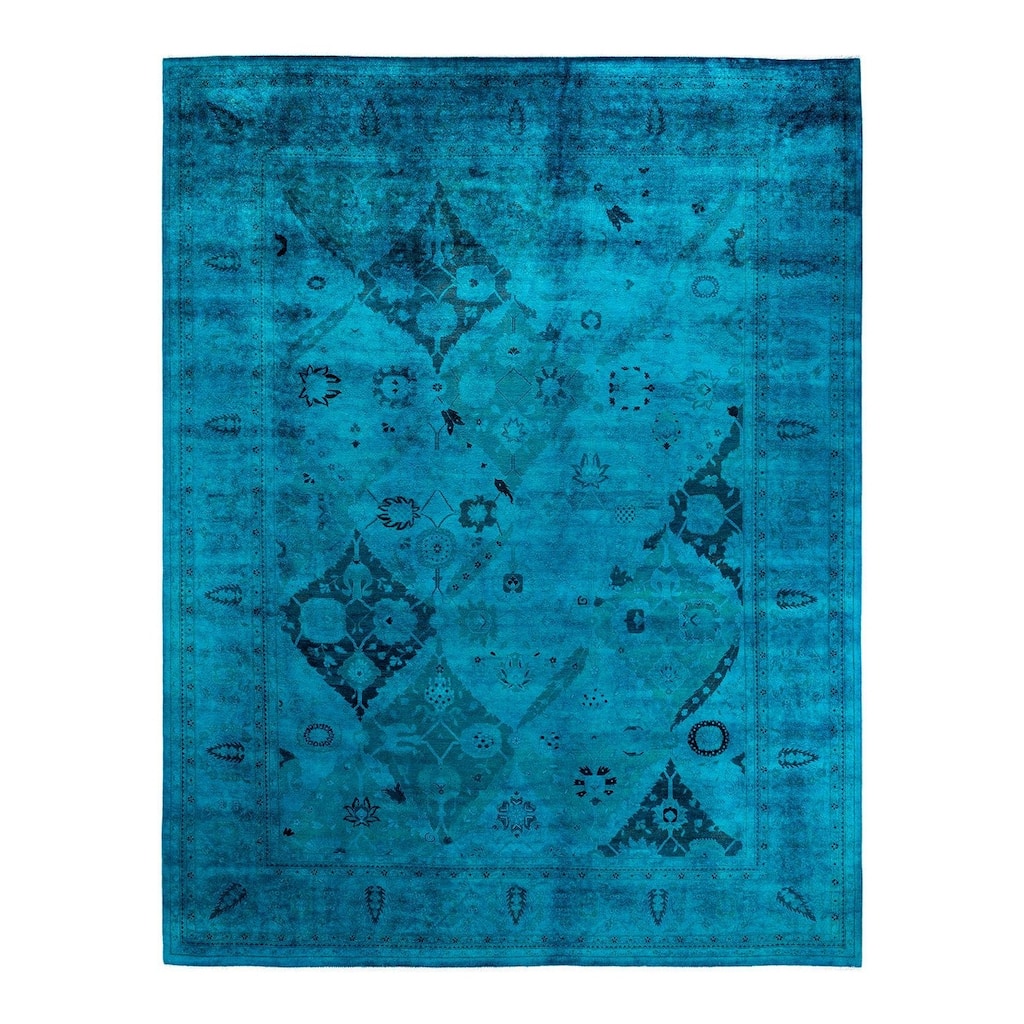 Vibrance, One-of-a-Kind Hand-Knotted Area Rug - Blue, 9' 1" x 12' 1" - 9' 1" x 12' 1"