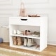 preview thumbnail 18 of 32, 24" Rustic Entryway Shoe Storage Bench Open Shelf (6 Pairs) Shoe Storage Cabinet White - 1-drawer