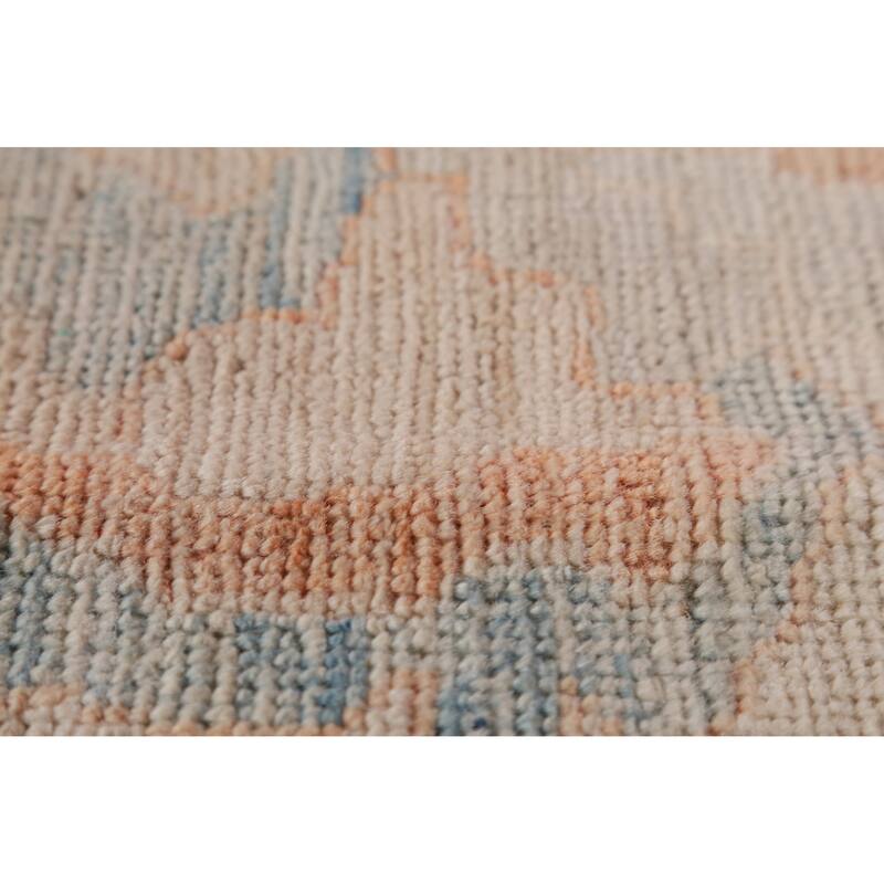 Hand Knotted Oriental 100% Wool Carpet Transitional All-Over Peach Oushak Area Rug - 12' 2'' X 9' 5''