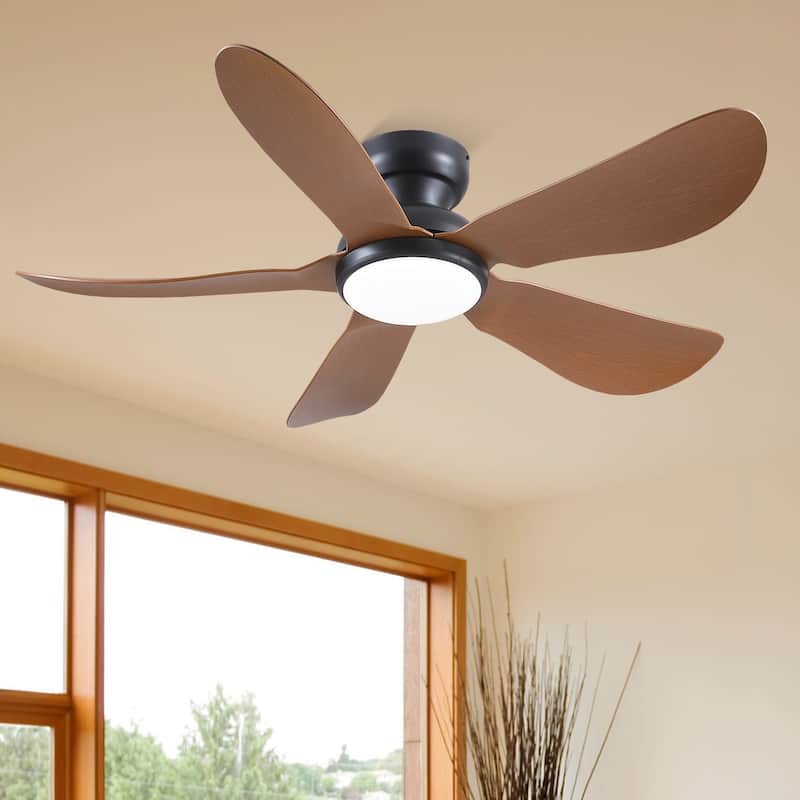32/36/46/52 inches Low Profile Ceiling Fan with Light and Remote for Living Room Bedroom Kid's Room Patio - 46 Inches - Brown
