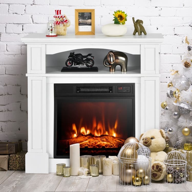 32 Inch 1400W Electric TV Stand Fireplace with Shelf - 13" x 32" x 31"(L x W x H)
