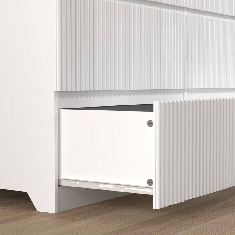 6-Drawer Wooden Storage Cabinet & Dresser, Clothes Organizer with Wavy Drawer Panels