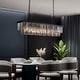 preview thumbnail 13 of 26, 47 in. Smoked Gray and Black Modern Contemporary Crystal Chandelier 2-Tier Linear Kitchen Island Pendant Light for Dining Room