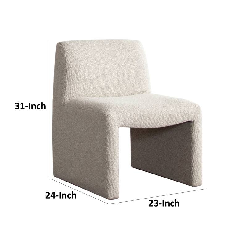 Zena Dining Side Chair, Armless Textured Wheat Brown Polyester Seat