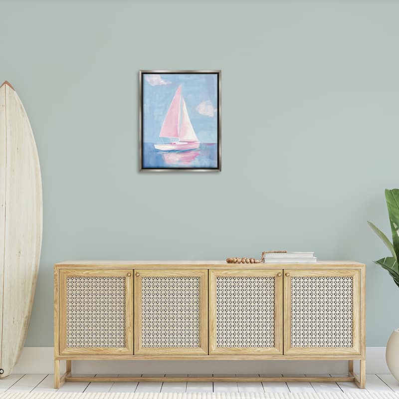 Stupell Muted Pink Sailboat Framed Floater Canvas Wall Art Design By Arlington Prints