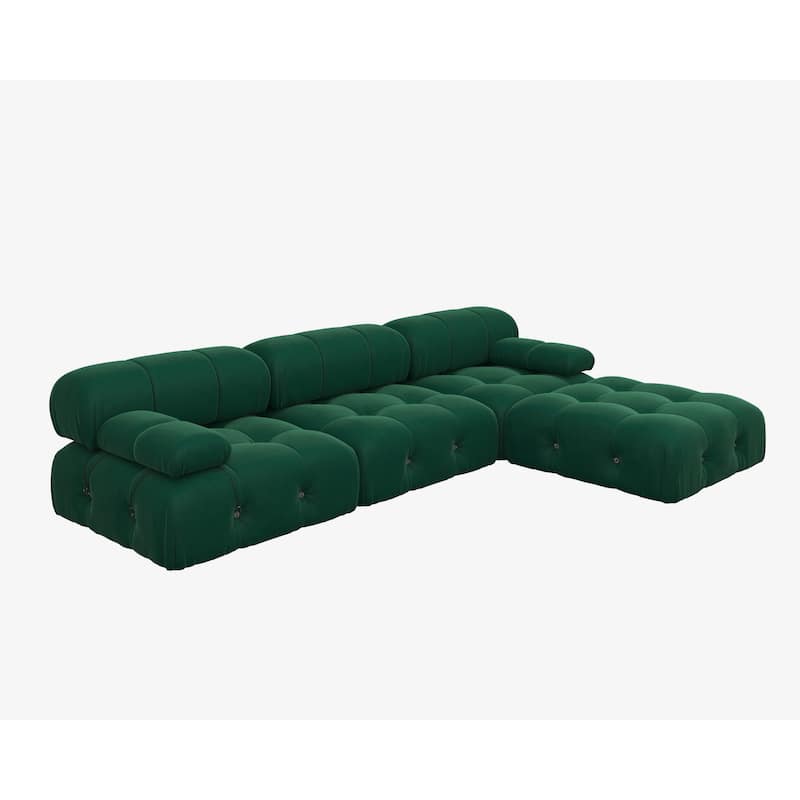 104" Wide Velvet Reversible Modular Sofa & Chaise with Ottoman