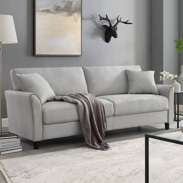 Shop Rolled Arms Sofa With Solid Wood Frame For Living Room On Sale Overstock 30915209