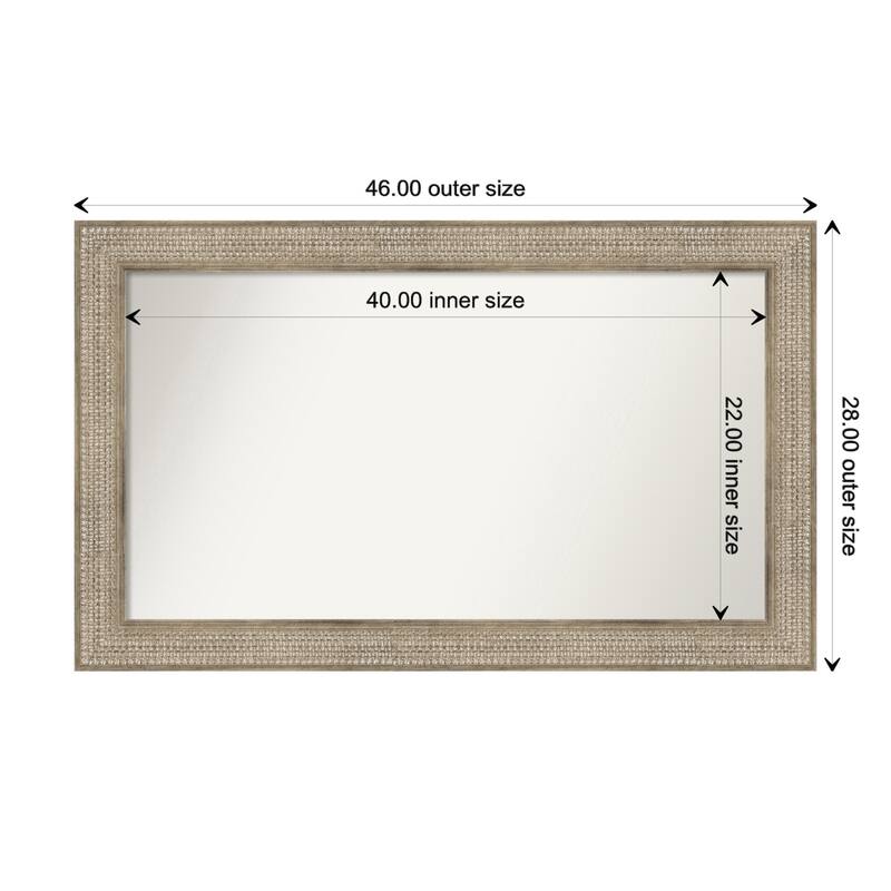 Trellis Silver Framed Non-Beveled Custom Wall Mirror, Bathroom Vanity Mirror - Outer Size: 46 x 28