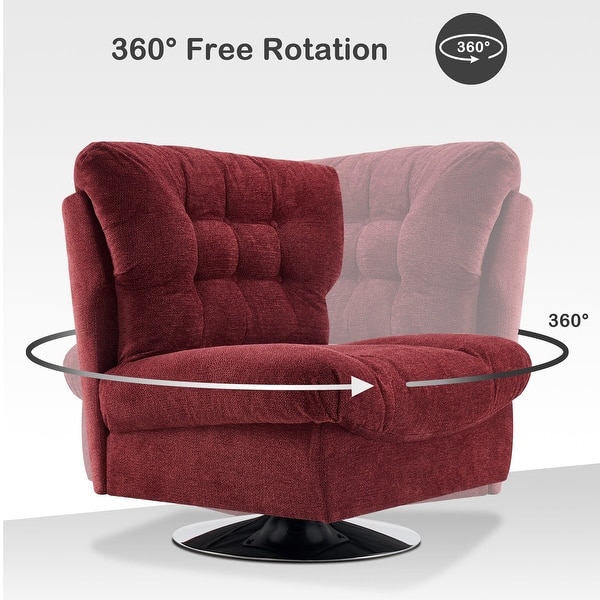 dimension image slide 1 of 5, MCombo Swivel Accent Chair, Modern Tufted Upholstered Armless Chairs, Wide Seat Single Sofa Chair