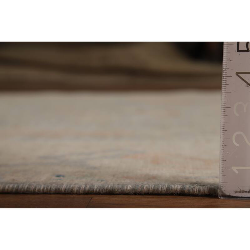 Geometric Vegetable Dye Oushak Turkish Rug Hand-Knotted Wool Carpet - 6'3"x 8'2"