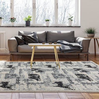 Wild Life Collection Beige/Black Area Rug