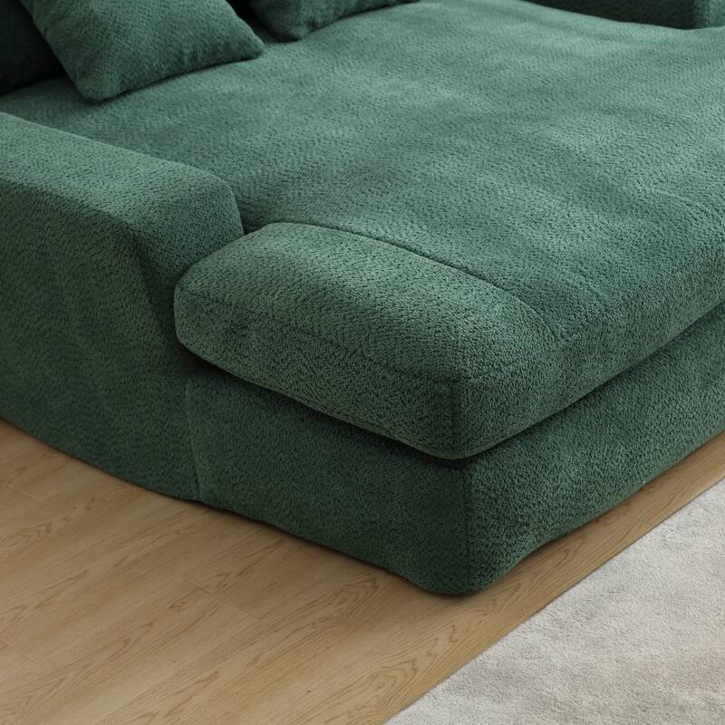 Seersucker 2-seater lazy sofa bed With 2 back pillows , 2 toss pillows,Comfy Sofa- Deep Seat Couch