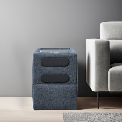 Meso Modular Console Side Table, Audio System Ink Blue Nuvella 37 Inch