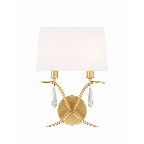 slide 2 of 6, Crystorama Lighting Group ROL-18802 Rollins 2 Light 14" Tall Wall Antique Gold