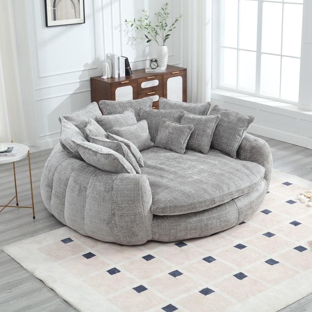 Comfortable Oversized Double Loaf High Back Round Sofa Bed with Armrests.