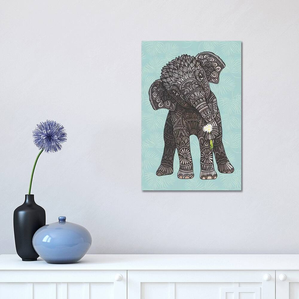 iCanvas "Baby Elephant - Teal" by Angelika Parker Canvas Print