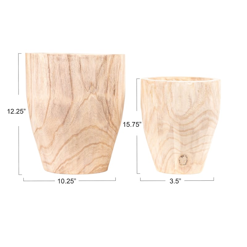 Paulownia Wood Planters - 13.5"L x 13.5"W x 15.8"H