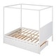 preview thumbnail 30 of 32, Queen Size Canopy Platform Bed with Twin Size Trundle, 3-Storage Drawers, and Sturdy Pinewood Frame, Space-Saving Design, Grey