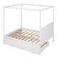 preview thumbnail 13 of 15, Queen Size Canopy Platform Bed with Twin Size Trundle, 3-Storage Drawers, and Sturdy Pinewood Frame, Space-Saving Design, White
