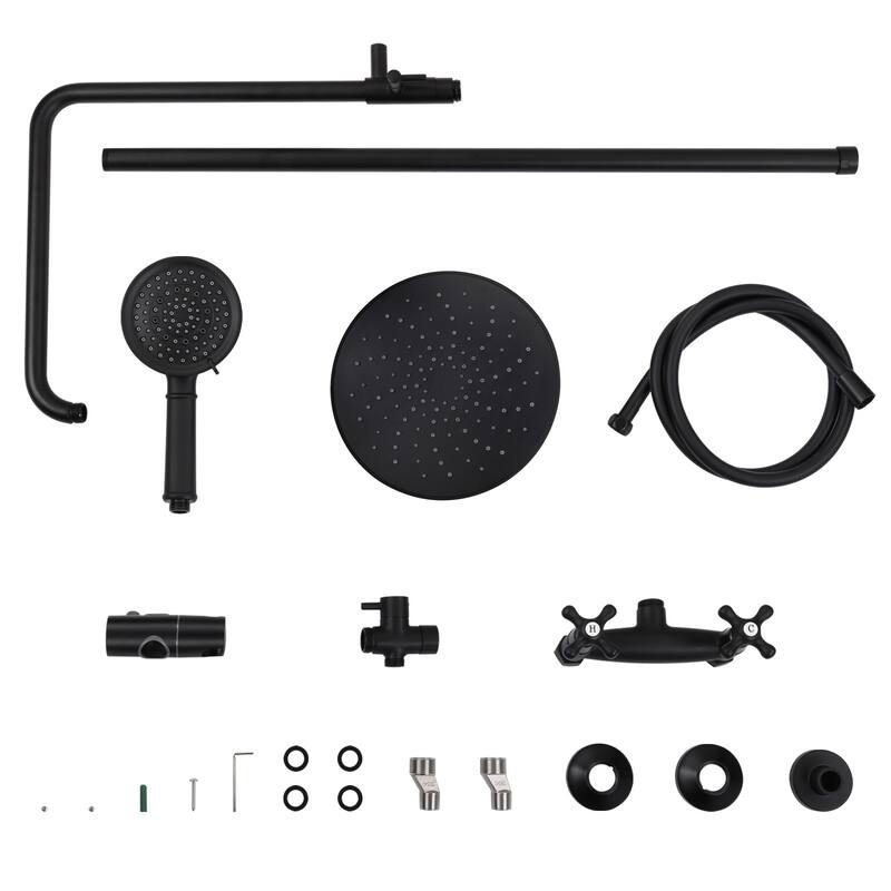 Wall Mounted Shower Faucet with Five Function Handheld Spray,2 Handle Shower Set with 360°Rotation 8 Inch Rainfall Shower Head
