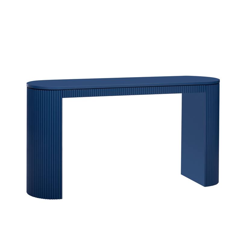 Decorative Table End Table with Vertical Stripe Legs, Stylish Console Table Side Table Sofa Side Table - Navy