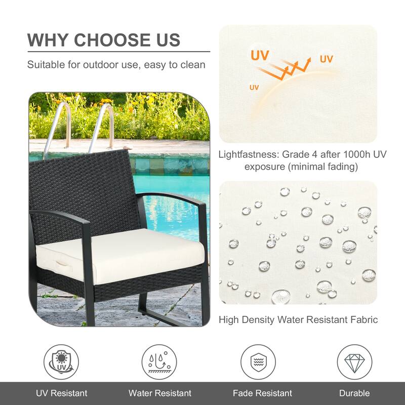 Aoodor Patio Chair Cushions Set of 2, Water Resistant Outdoor Seat Cushions with Handle and Ties, Square Corner Cushions