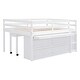 preview thumbnail 99 of 144, Twin/Full Size Low Loft Bed with Retractable Writing Desk and 4 Drawers, Wooden Loft Bedframe w/ Lateral Portable Desk & Shelves