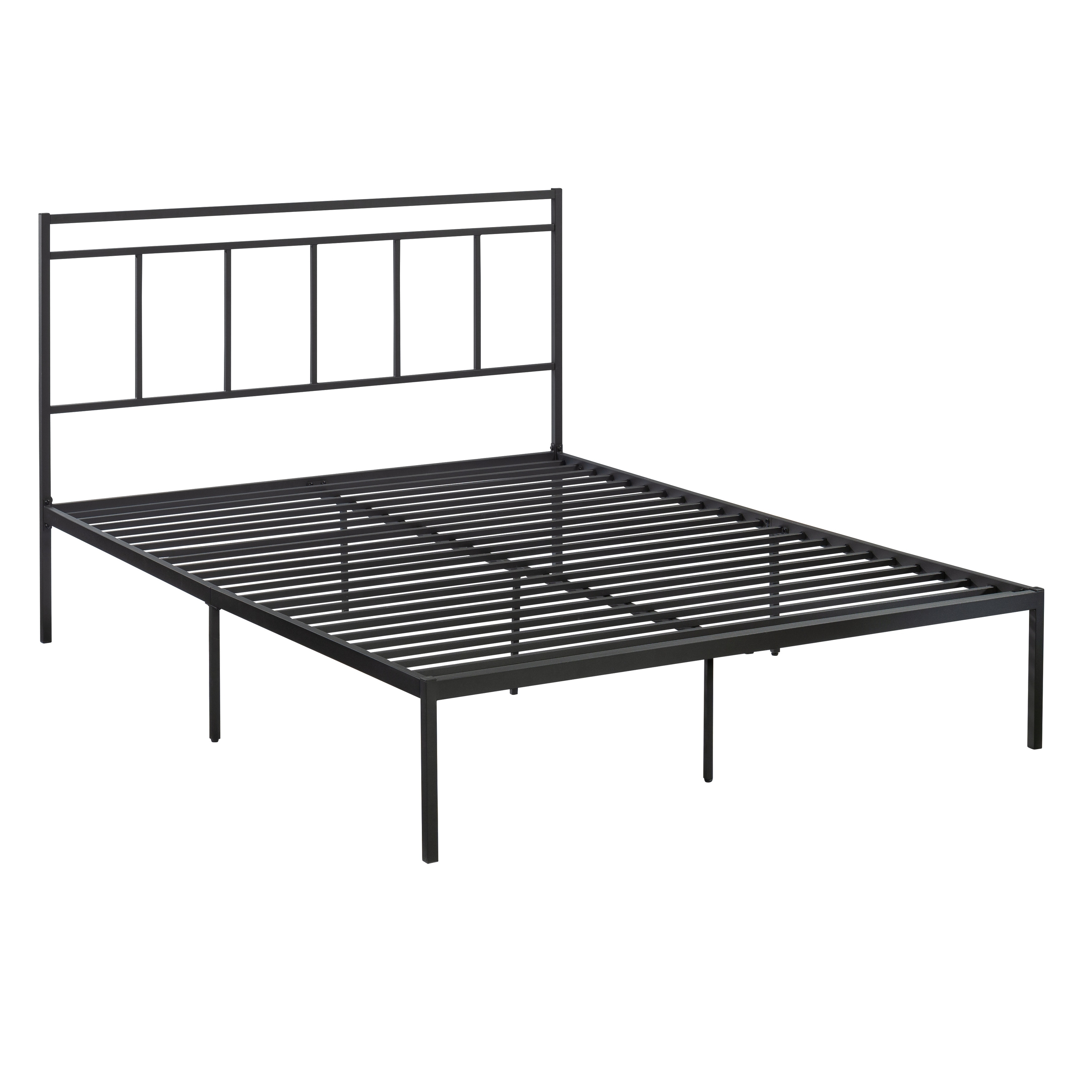 Queen Platform Bed with Headboard, Durable Metal Frame, Contemporary Design, Extra Under-Bed Storage, Easy Assembly